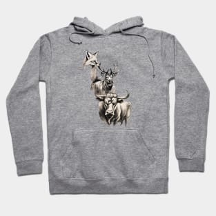 Inkwork Stag Vixen and Bull Hoodie